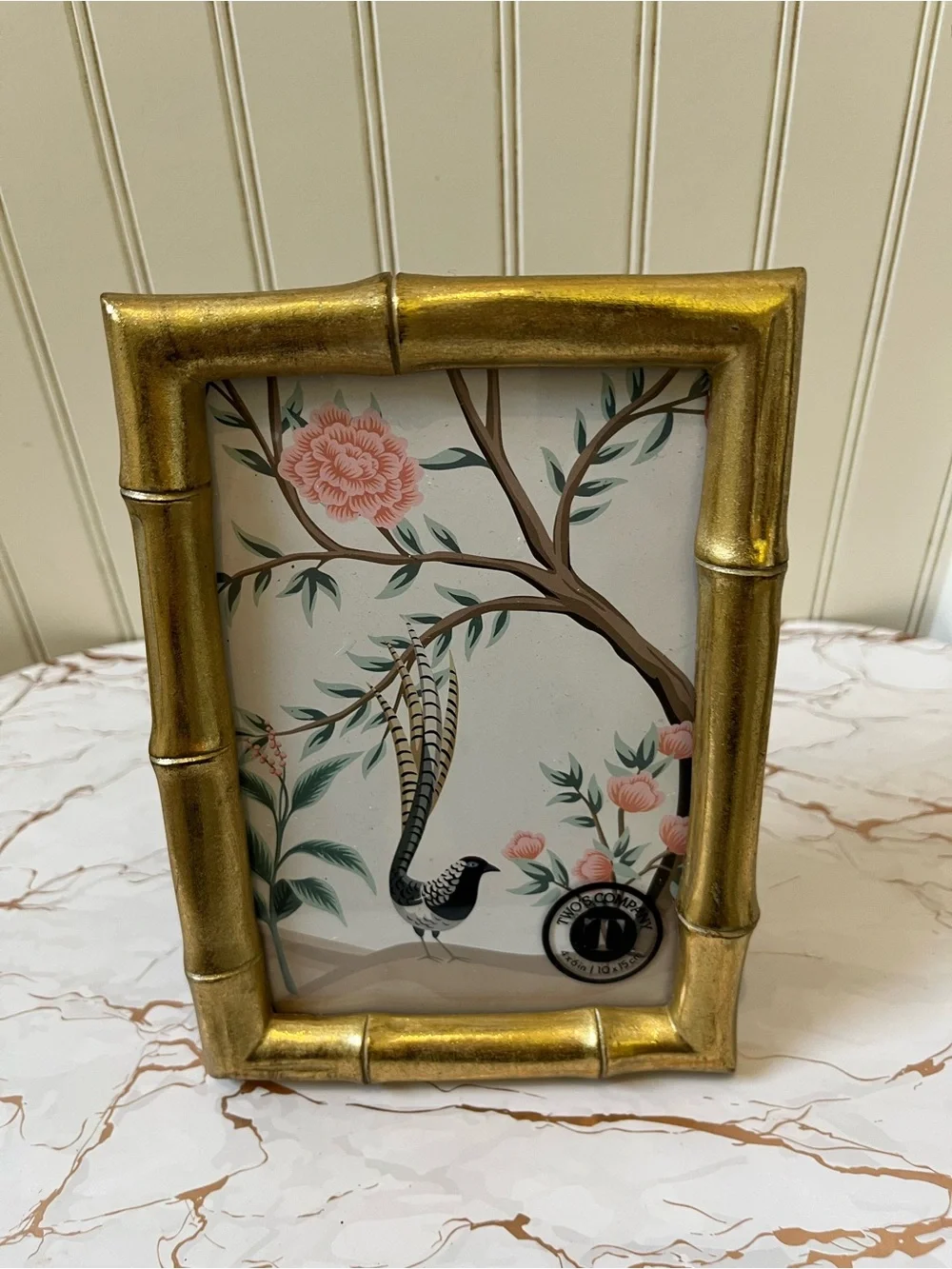 TWO’S COMPANY FAUX BAMBOO PICTURE FRAME SET | GOLD | SET - 4”x6” & 5”x7” | NEW